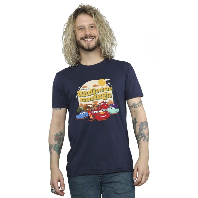 Image of Disney Men Cars Radiator Springs Group T-Shirt in Navy Size: Small Navy S Male 5063283485464