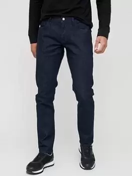 Image of Armani Exchange J13 Slim Fit Raw Jeans - Indigo , Indigo, Size 32, Length Regular, Men