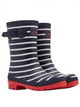 Image of Joules Mid Height Welly Boots - French Navy Stripe, Navy, Size 3, Women