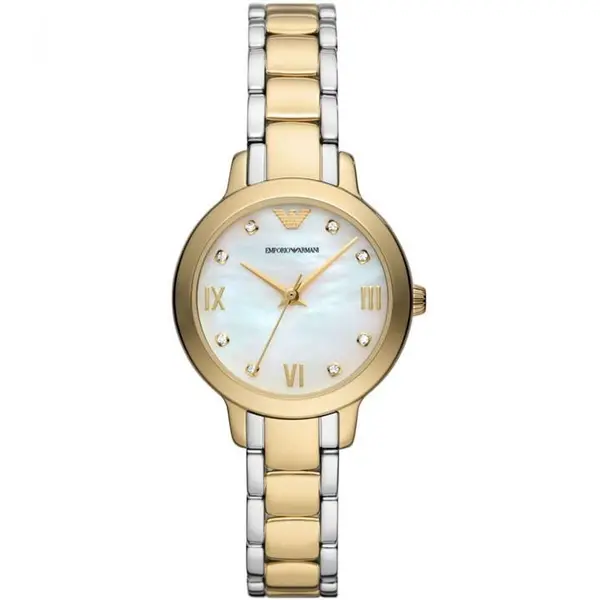 Image of Emporio Armani Ladies Emporio Armani Watch - Gold, White and Two-Tone Gold One Size