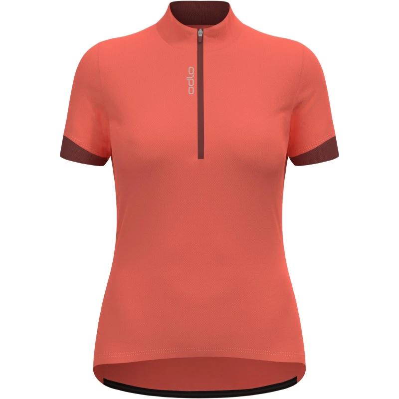 Image of Odlo Womens Short-Sleeve Cycling Jersey Living Coral female 10 (S)