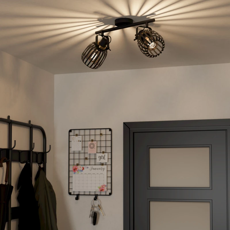 Image of EGLO Girona Black Steel Modern 2 Light Spotlight Black