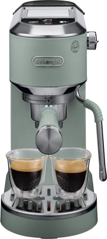 Image of DeLonghi EC890.GR Dedica Duo Green Manual Espresso Machine with Advanced Milk Steam Wand & Cold Brew Option EC890.GR Green