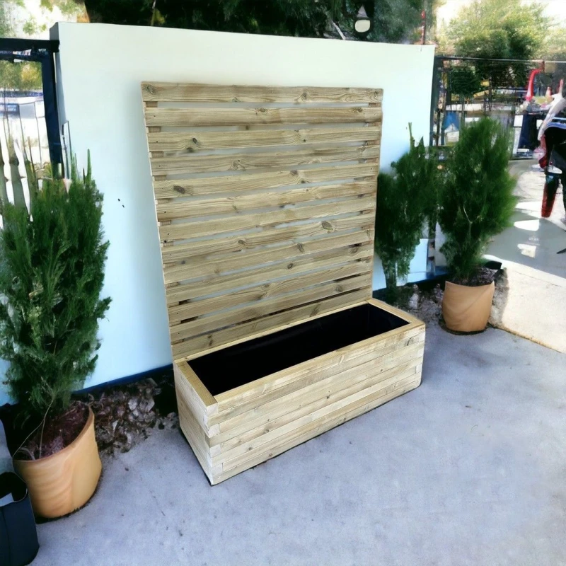 Image of Buttercup Farm Norfolk Planter & Trellis (Pack of 2) - Wood - L120 x W40 x H120cm in Brown Brown Unisex