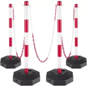 Image of VEVOR Plastic Stanchion, 4pcs Chain Stanchion, Plastic Stanchion Kit w/ 4.5ft Chain 8 S-Hooks, PE Plastic White Stanchion for Warning/Crowd Control