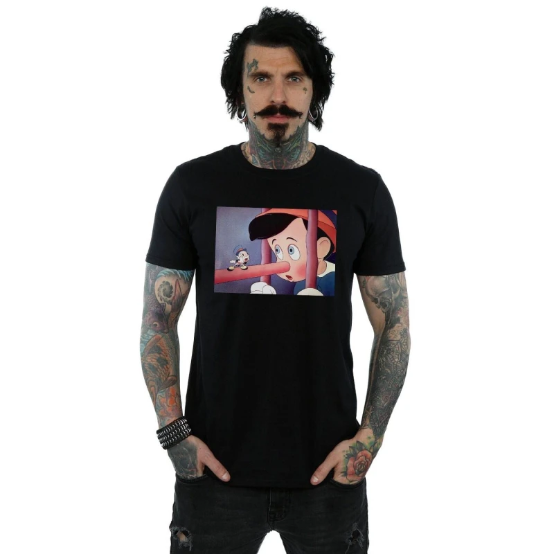 Image of Disney Men Pinocchio Nose Still T-Shirt in Black Size: Small Black S Male 5059276776077
