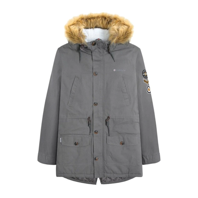 Image of Lambretta Lambretta Men Sherpa Lined Parka in Dark Grey Size: X-Small Dark Grey XS Male 5063806707165