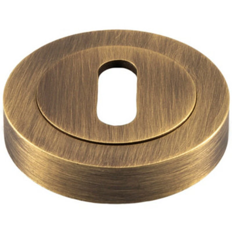 Image of Loops 50mm Lock Profile Round Escutcheon Concealed Fix Antique Brass Keyhole Cover Metallics unisex
