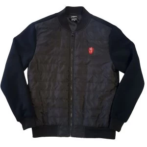 Image of The Rolling Stones - Classic Tongue Unisex Medium Quilted Jacket - Black