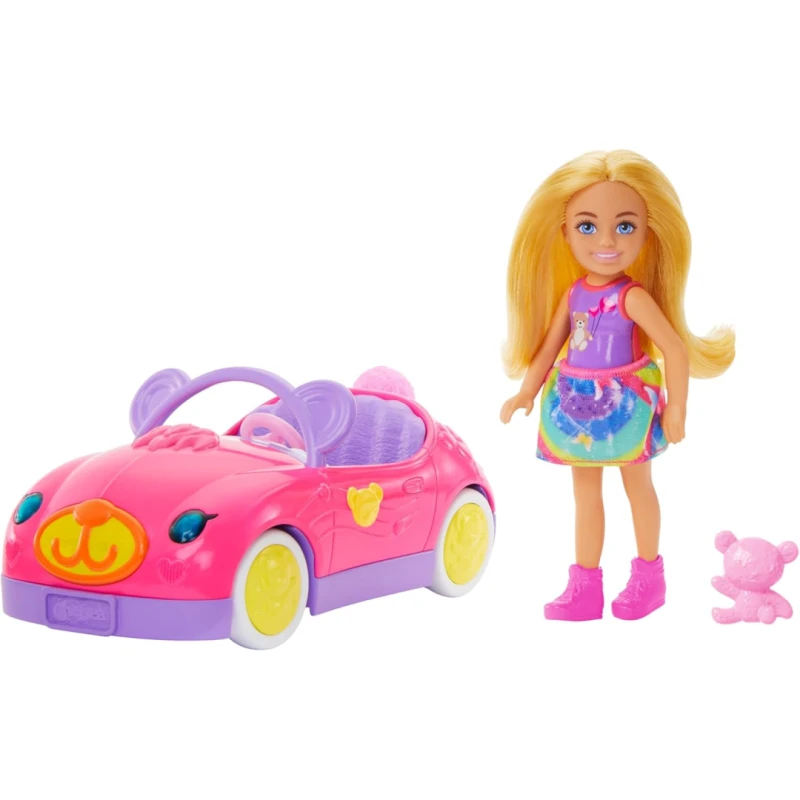 Image of Barbie Chelsea Vehicle Set with Small Doll, Car & Teddy