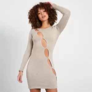 Image of I Saw It First Asymmetric Cut Out Mini Dress - Neutral