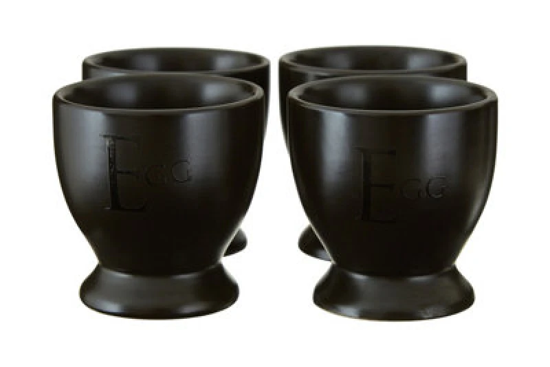 Image of Premier Housewares Set Of Four Black Text Egg Cups Black