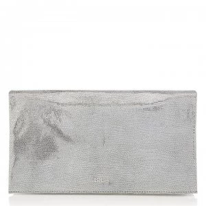 Image of Biba Foldover Chain Strap Leather Clutch - Silver