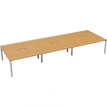 Image of 6 Person Double Bench Desk 1200X800MM Each - White/Beech