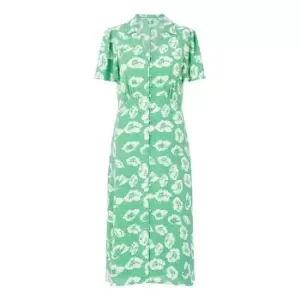 Image of Yumi Green Floral Midi Shirt Dress - Green