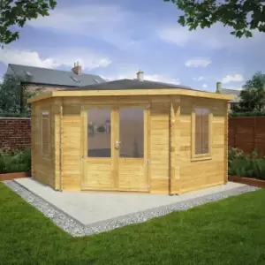 Image of Mercia Corner Cabin - 28mm 4m x 4m Double Glazed in Natural Timber