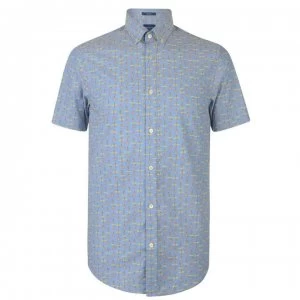 Image of Gant Short Sleeve All Over Print Shirt Mens - Blue 468