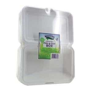 Image of Caterpack Biodegradable Hinged Fish and Chip Container Pack of 50