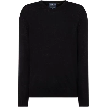 Image of Howick Arlington V-Neck 100% Lambswool Jumper - Black