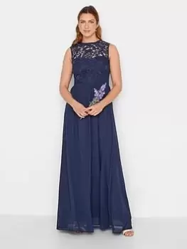 Image of Long Tall Sally Navy Lace Detail Midaxi Dress, Blue, Size 10, Women