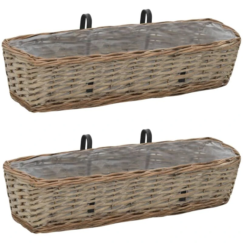 Image of VIDAXL Balcony Planter 2 pcs Wicker with pe Lining 60cm Vidaxl 246829