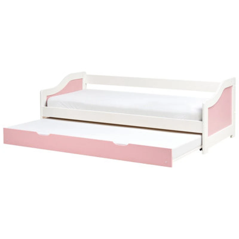 Image of Beliani Trundle Bed Pine Wood Luneray 90 X 200 Cm (Eu Single) Pink