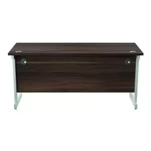 Image of Jemini Single Rectangular Desk 1600x600x730mm Dark WalnutWhite
