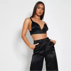 Image of I Saw It First Structured Satin Triangle Bralet - Black