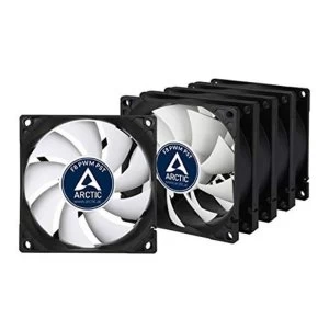 Image of Arctic F8 8cm PWM PST Case Fans x5, Black & White, Fluid Dynamic, Value Pack (5 Fans), 6 Year Warranty