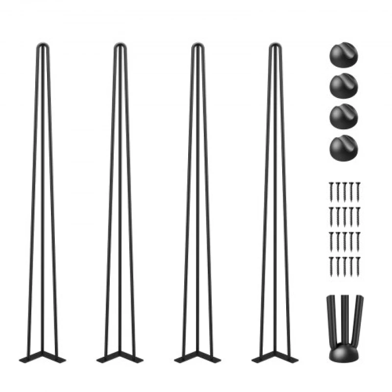 Image of VEVOR Mophorn Hairpin Table Legs 34" Black Set of 4 Desk Legs 220lbs Capacity Heavy Duty Carbon Steel diy Furniture Legs for Bench Dining Table TZ