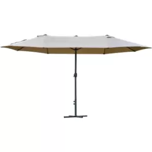 Image of Sun Umbrella Canopy Double-side Crank Sun Shade Shelter 4.6M Khaki - Outsunny