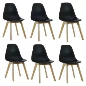 Image of Rico Plastic Dining Chair Set of 6 - Black - Black