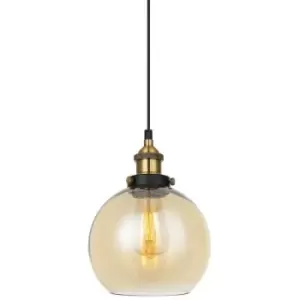 Image of Netlighting Industrial and Retro Hanging Pendant Black, Gold 1 Light with Amber