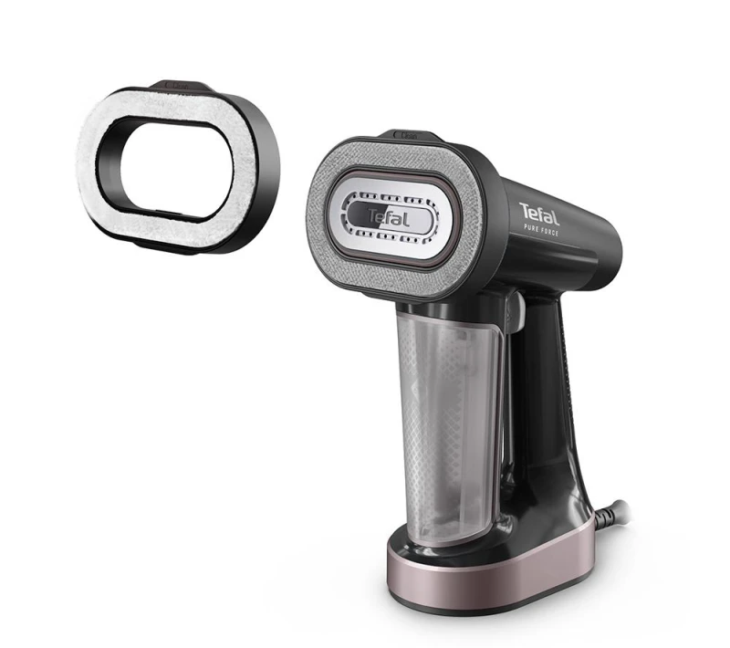 Image of TEFAL Pure Force DT8765G0 Clothes Steamer - Cinnamon Pink Metal & Black Glamma, Silver/Grey,Black 3121040094297