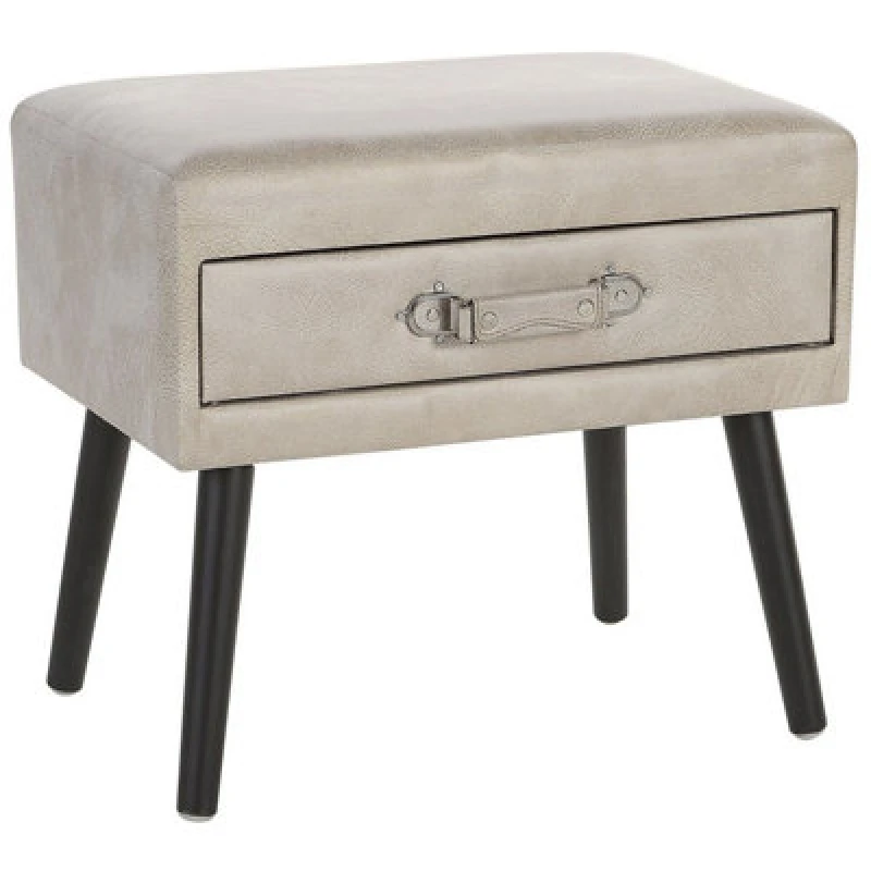 Image of Beliani 1 Drawer Bedside Table Eurostar Faux Leather Beige