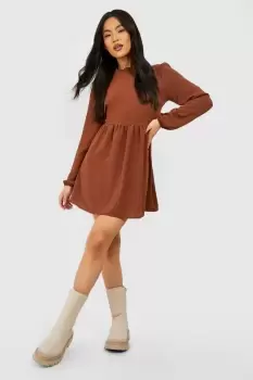 Image of High Neck Frill Smock Dress