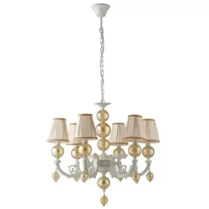 Image of Fan Europe ORFEO 6 Light Chandeliers with Shades White 74x68cm