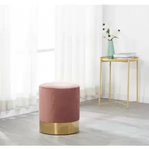 Image of Darlington velvet Pouffe Velvet Upholstered Modern Round Pouffe Bedroom & Living Room Furniture Pink