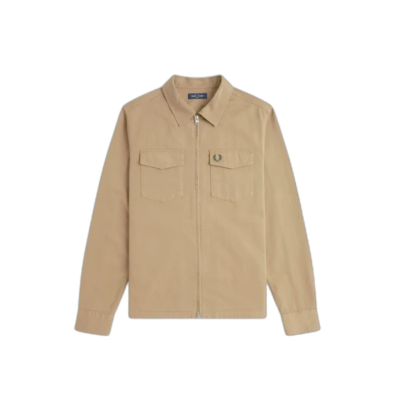 Image of Fred Perry Zip-up twill overshirt Fred Perry Vert Male XL