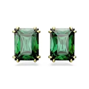 Image of Matrix Green Gold-tone Plated Rectangular Cut Stud Earrings 5677142