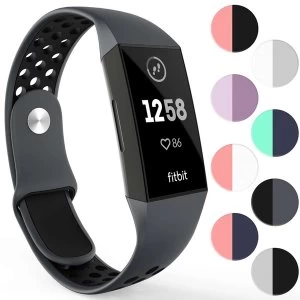 Image of YouSave Activity Tracker Silicone Sports Strap - Dark Grey & Black (Small)