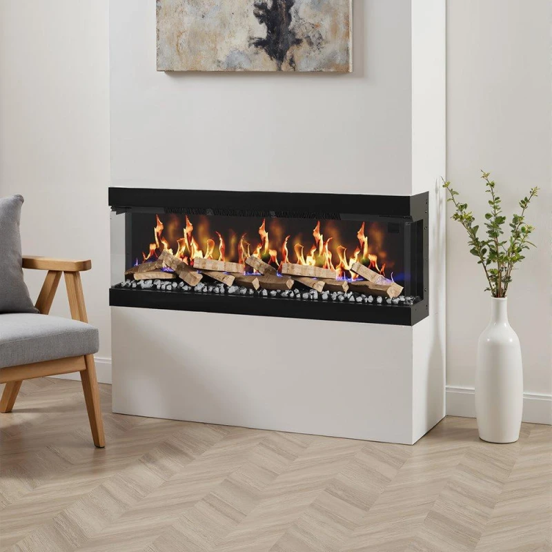 Image of Kabinet UK 50" 3-Sided Smart Electric Fireplace Black unisex One size