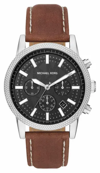 Image of Michael Kors MK8955 Hutton Mens Leather Strap Chronograph Watch