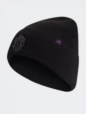 Image of adidas Manchester United Beanie, Black/Purple, Size M/L, Men