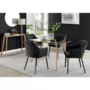 Image of Furniture Box Malmo Glass and Wooden Leg Dining Table & 4 Black Calla Black Leg Chairs