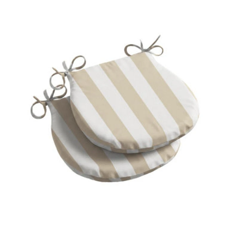 Image of Luxury Living Wide Striped Outdoor D Shaped Seat Pad Beige