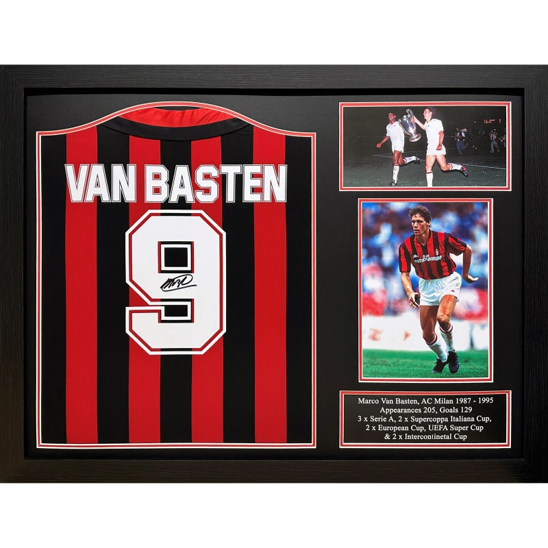 Image of AllStarSignings Ltd Marco Van Basten signed & framed AC Milan shirt Red/Blk unisex One Size