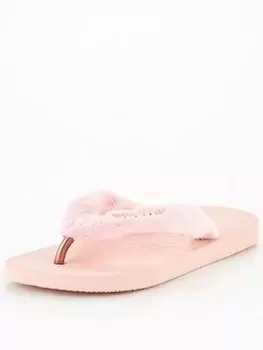 Image of Havaianas Havaianas Home Fluffy Flip Flops, Ballet Rose, Size 3-4, Women