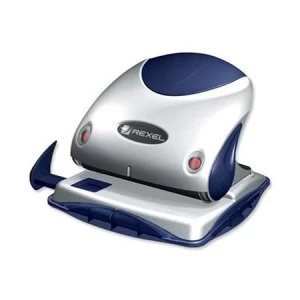Image of Rexel P225 Robust Metal 2-Hole Punch Silver/Blue - Capacity 25 x 80gsm