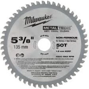 Image of Milwaukee Endurance Aluminium Cutting Circular Saw Blade 135mm 50T 20mm
